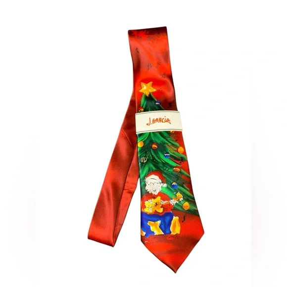 Jerry Garcia Merry Christmas 56 Collection NECKTIE TIE Silk Tree Santa Guitar - Picture 1 of 12